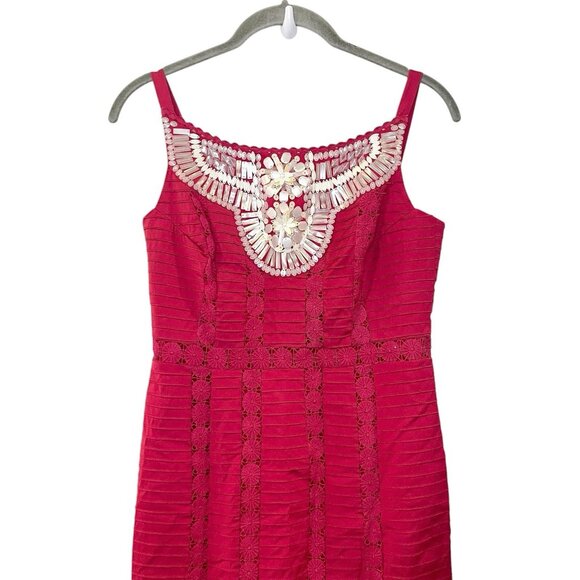 Nanette Lepore Dress Treasure Eyelet Beaded Embellished Sheath Sleeveless Size 2 - Picture 3 of 7
